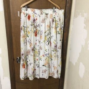 Simlu 2X Floral Pleated Long Skirt with Lining
